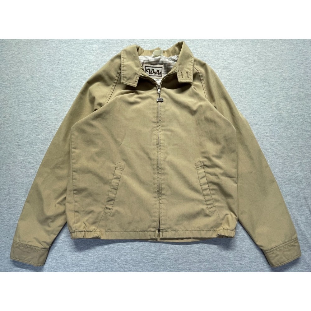 Wells Jacket Mens Large Tall Khaki Cotton Collar Casual Full Zip Workwear Winter